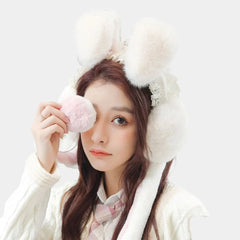 'McTwisp' Bunny Lace Moving Ear Earmuffs