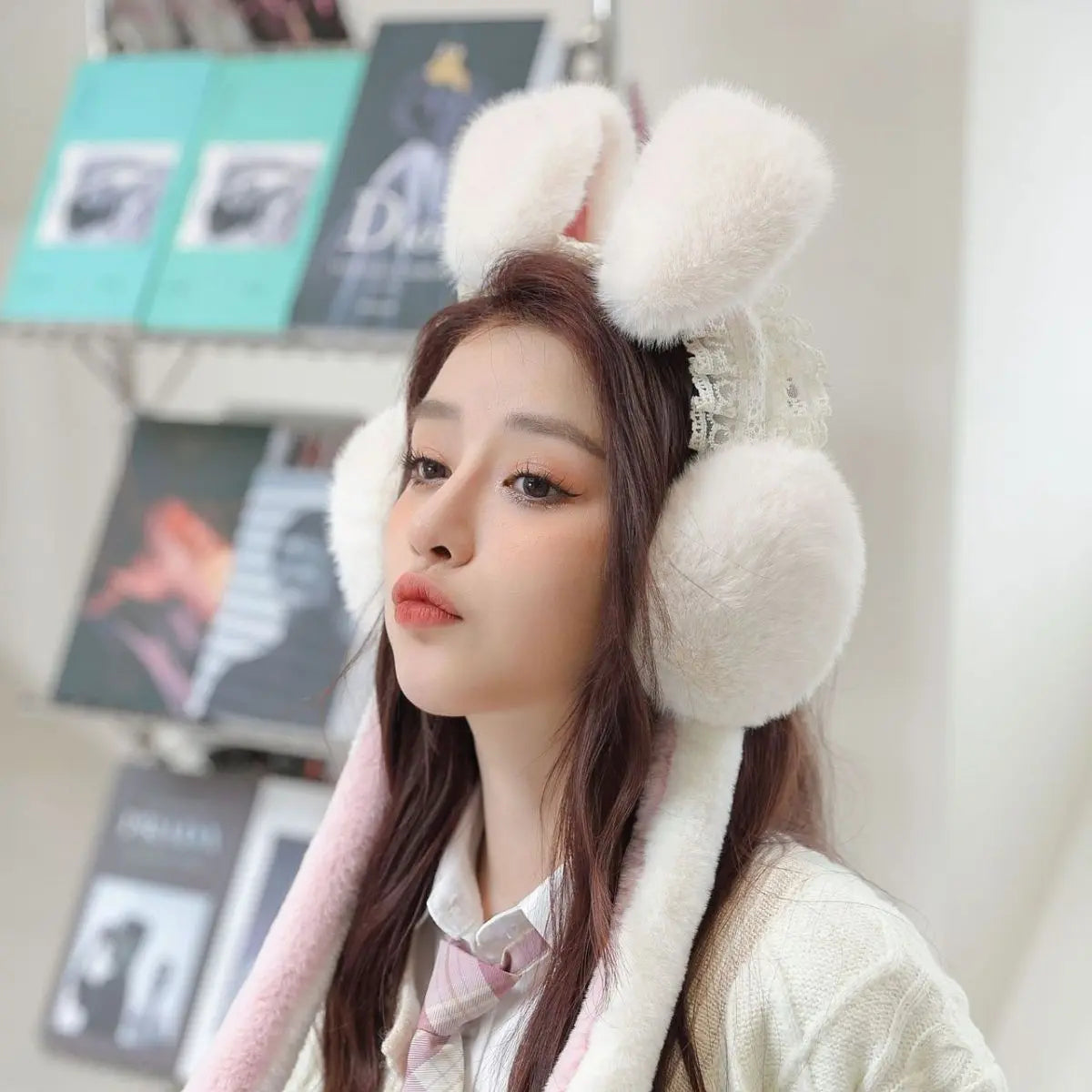 'McTwisp' Bunny Lace Moving Ear Earmuffs