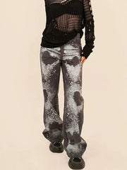 'Melted' Grunge Heart Shape Graffiti   Oversized Denim Pants