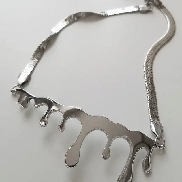 'Melting Pot' Liquified Metal Silver Choker