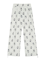 'Meowning'  Kitten Pattern Prints Drawstring Oversized Pants