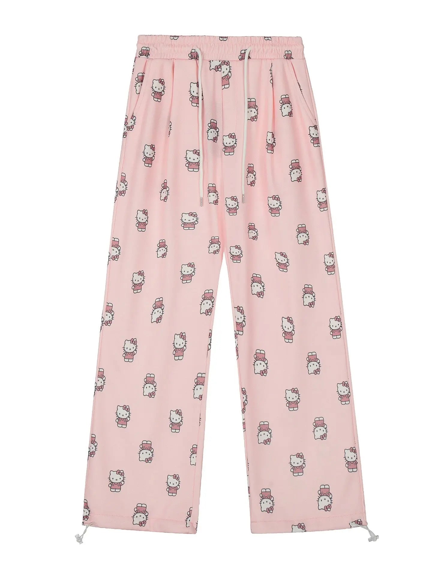 'Meowning'  Kitten Pattern Prints Drawstring Oversized Pants