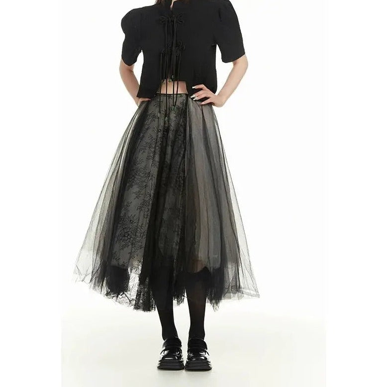 'Mercy' Tutu Dress Black Yarn Midi Dress