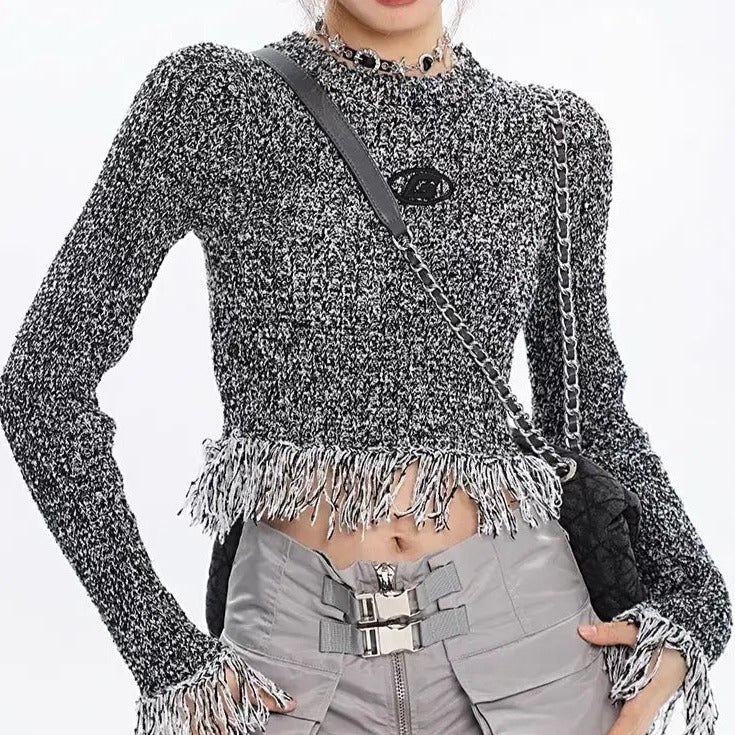 'Meteorite' Grunge Knitted Tassel Sweater Top