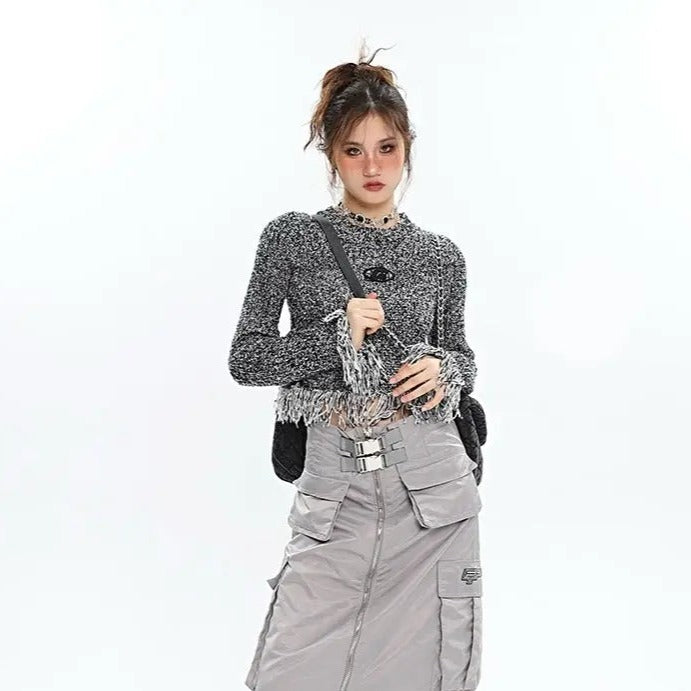 'Meteorite' Grunge Knitted Tassel Sweater Top