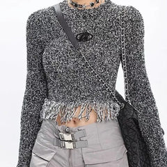 'Meteorite' Grunge Knitted Tassel Sweater Top