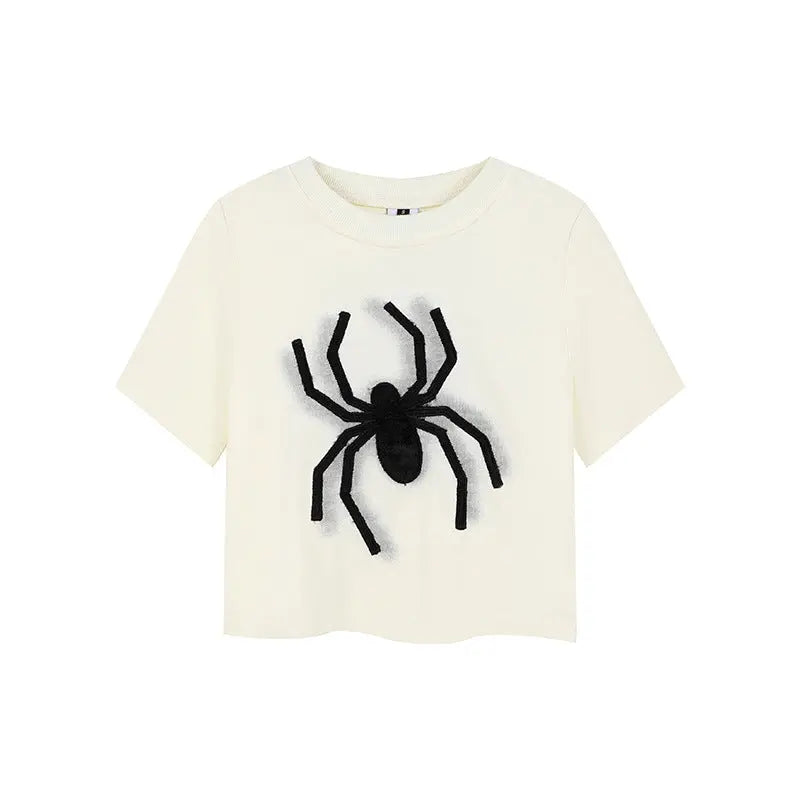 'Mini Spider' Punk Graphic  Spider Crop Top