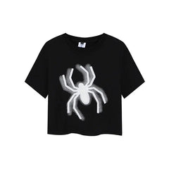 'Mini Spider' Punk Graphic  Spider Crop Top