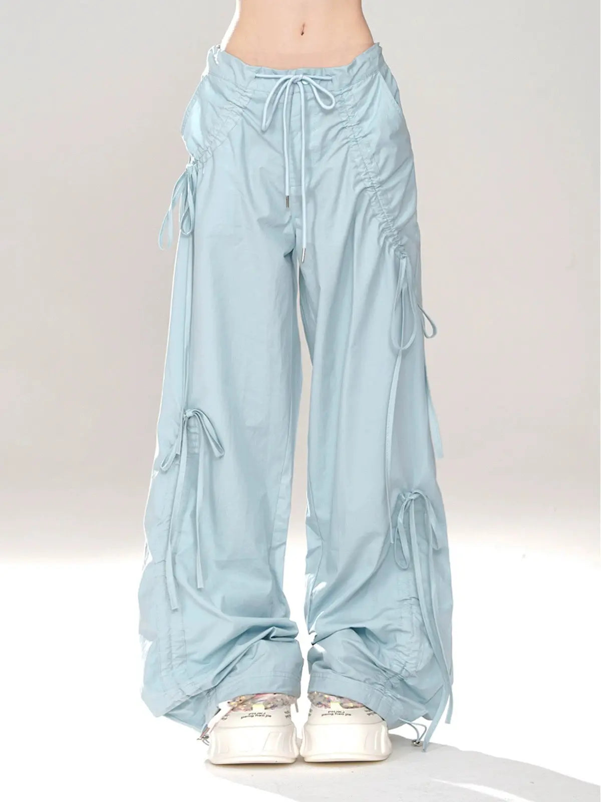 'Mint Smoothie ' Kawaii Streetwear Ribbon Drawstring Parachute Pants