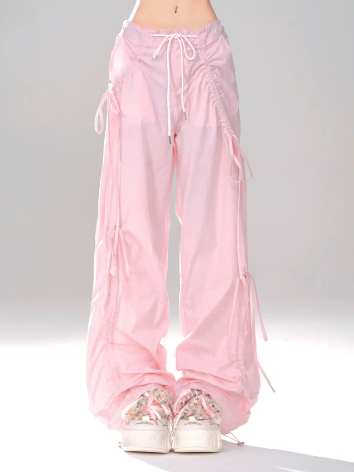 'Mint Smoothie ' Kawaii Streetwear Ribbon Drawstring Parachute Pants