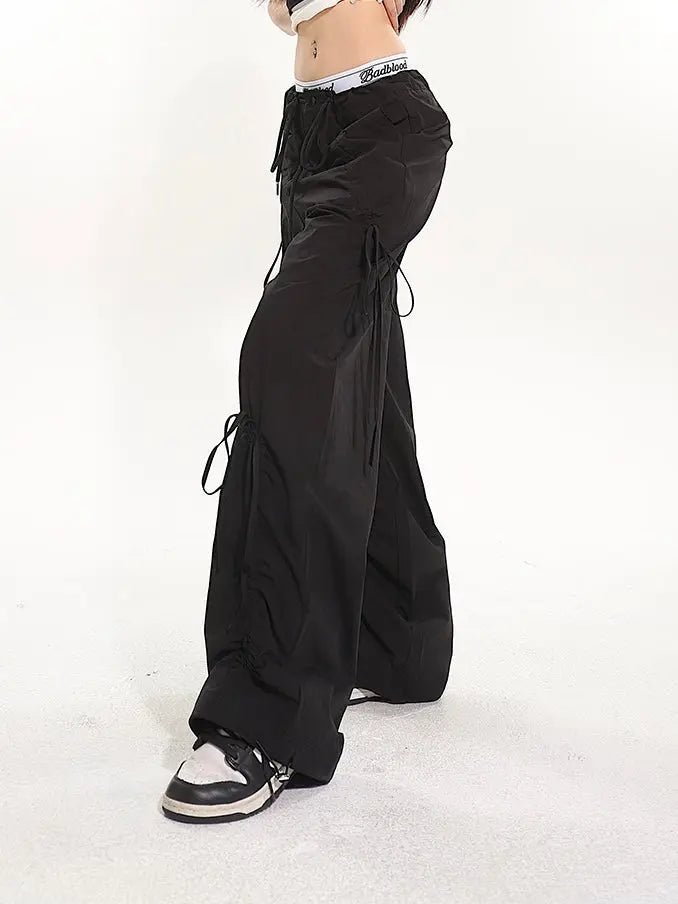 'Mint Smoothie ' Kawaii Streetwear Ribbon Drawstring Parachute Pants