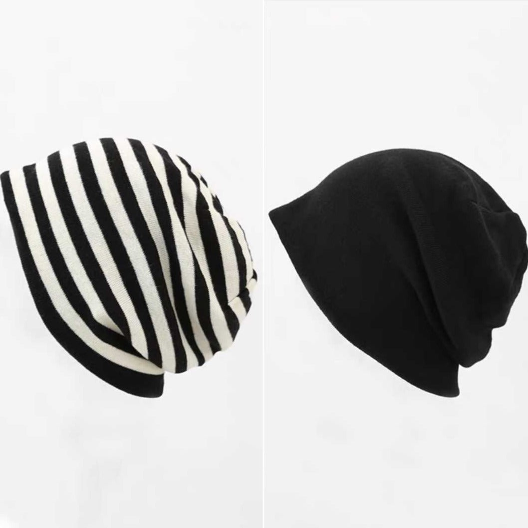 'Mocha' Grunge Striped Beanie Hat