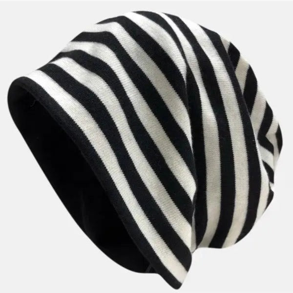 'Mocha' Grunge Striped Beanie Hat