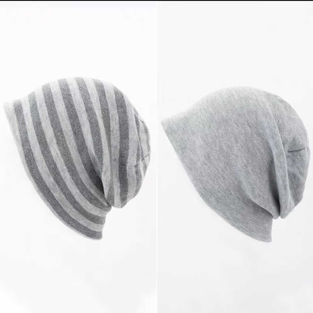 'Mocha' Grunge Striped Beanie Hat