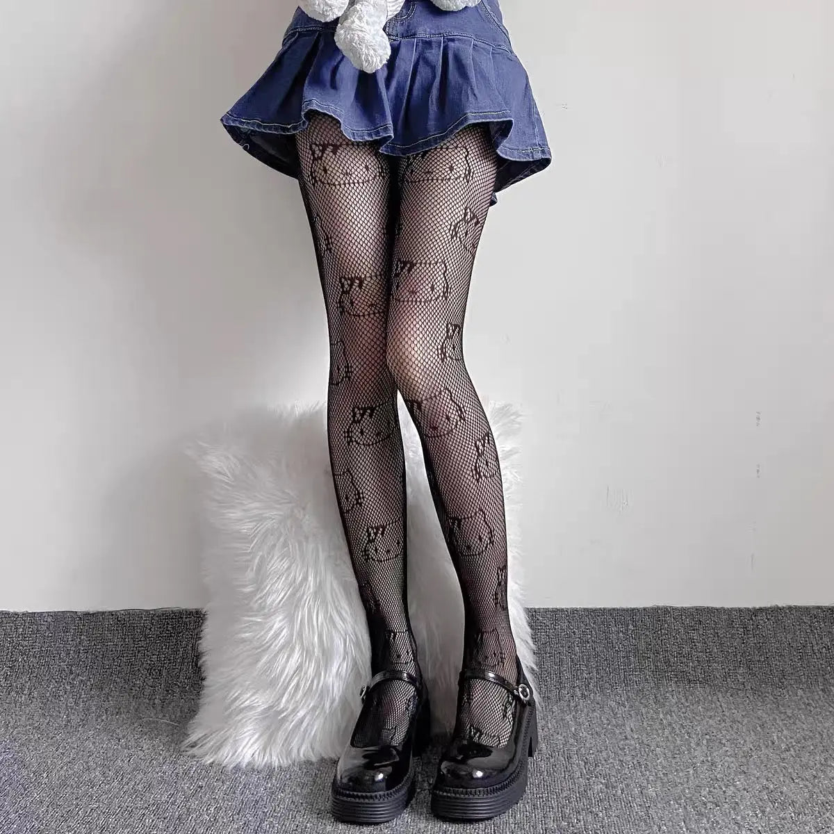 'Moeee' Kawaii Kitten Face Tights