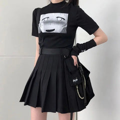 'Moment' Dark Tech-wear Ribbons Cargo Skirt