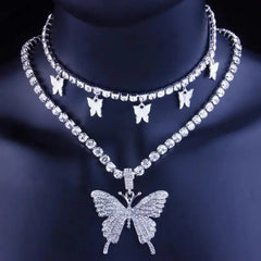 'Montage'  Butterfly Rhinestone Y2k Necklaces Set