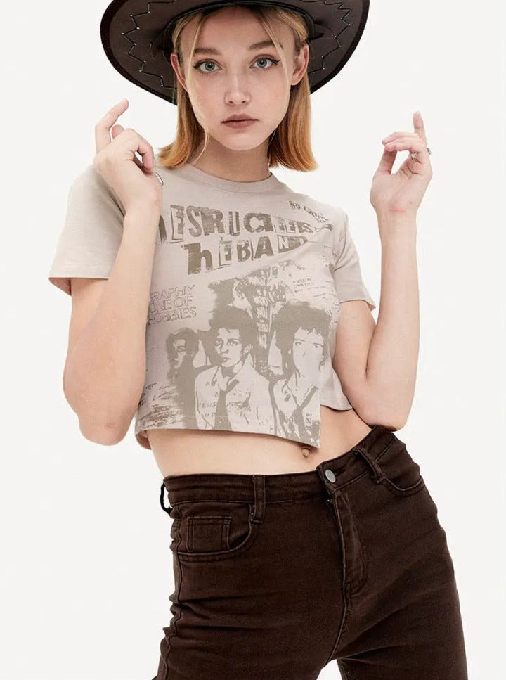 'Motel' Dusty Color Grunge Long Sleeves Top