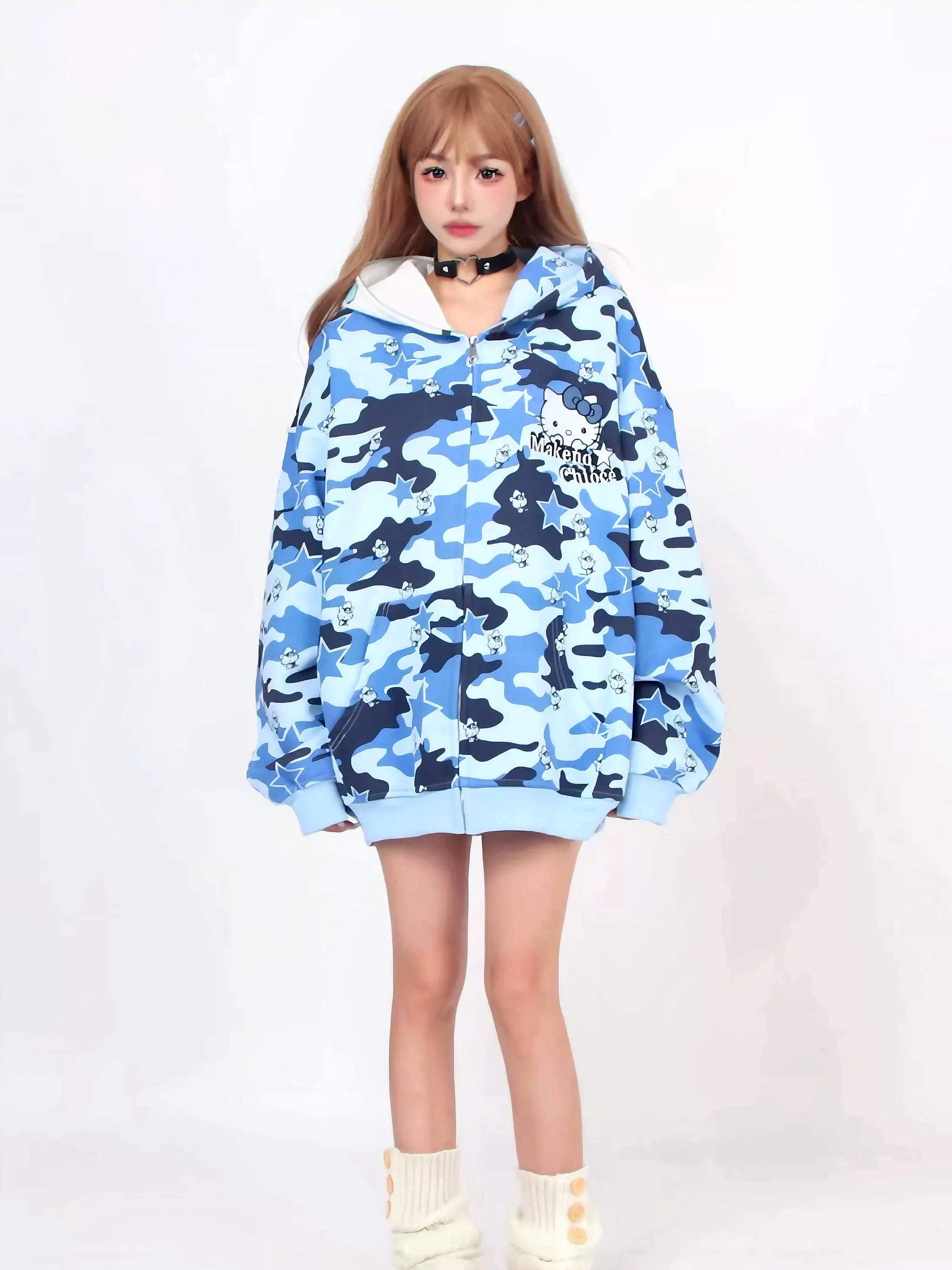 'Mua' Kawaii Streetstyle Camouflage Kitty Hoodie