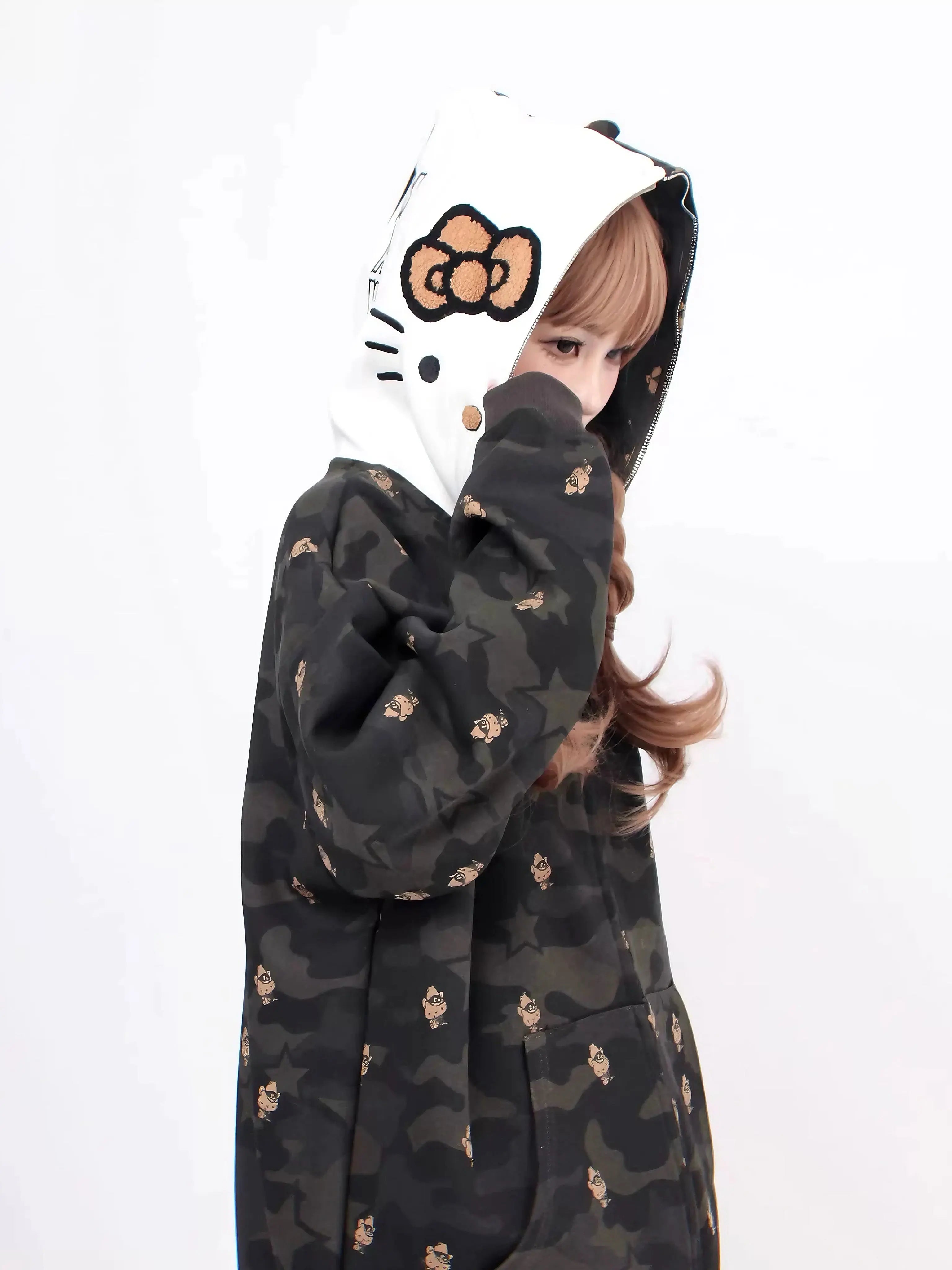 'Mua' Kawaii Streetstyle Camouflage Kitty Hoodie