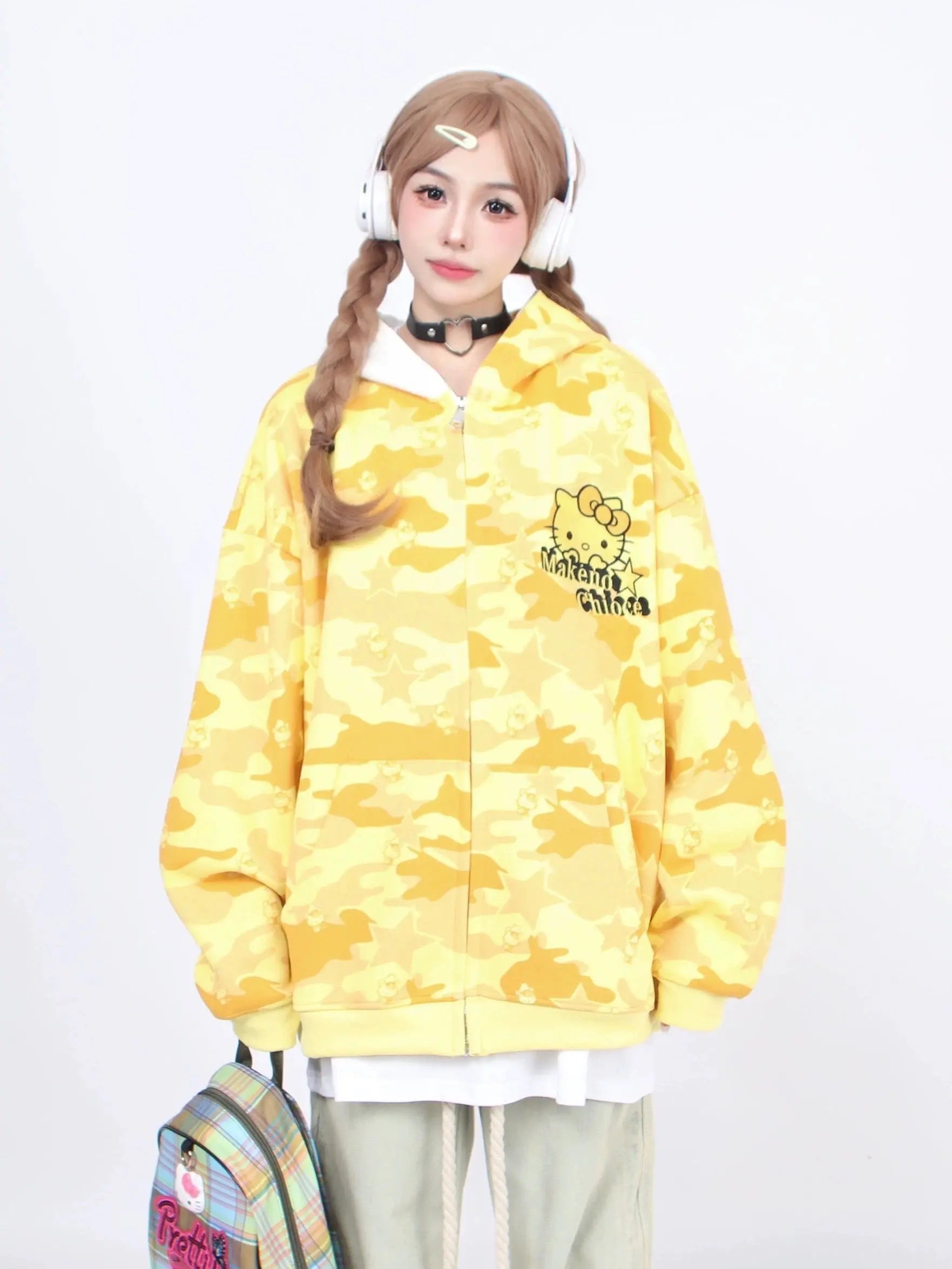 'Mua' Kawaii Streetstyle Camouflage Kitty Hoodie