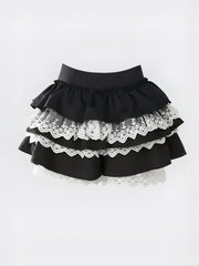 'Muscovado' Kawaii Ruffle Black & White Skort