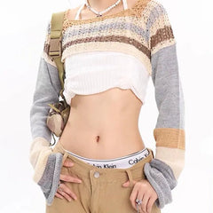 'Mushroom Chocolate' Grunge Vintage Crop Sweater