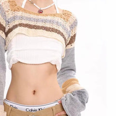 'Mushroom Chocolate' Grunge Vintage Crop Sweater