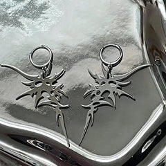 'Myth' Cybergoth Totem Silver Titanium Earrings