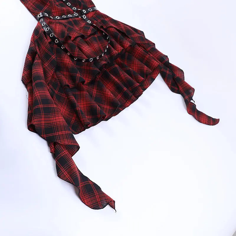 'NANA' Punk Style Red Checkerboard Dress