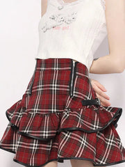 'Agitator' Harajuku Punk Red Checkerboard Skirt