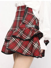 'Agitator' Harajuku Punk Red Checkerboard Skirt