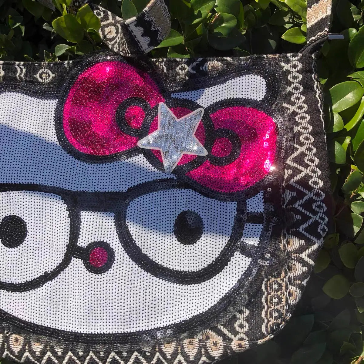 'Nerdy' Kawaii Sequins Crossbody Tote Bag