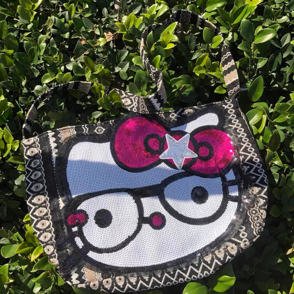 'Nerdy' Kawaii Sequins Crossbody Tote Bag