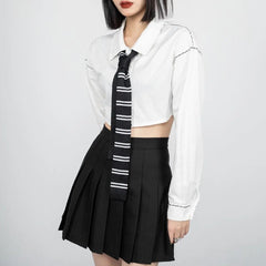 'Nevermore' Dark Academia Neck Tie Shirts Top