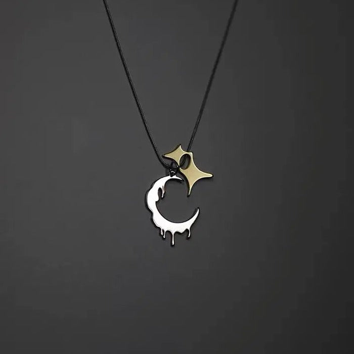 'New Moon' Melting Moon Star Necklace