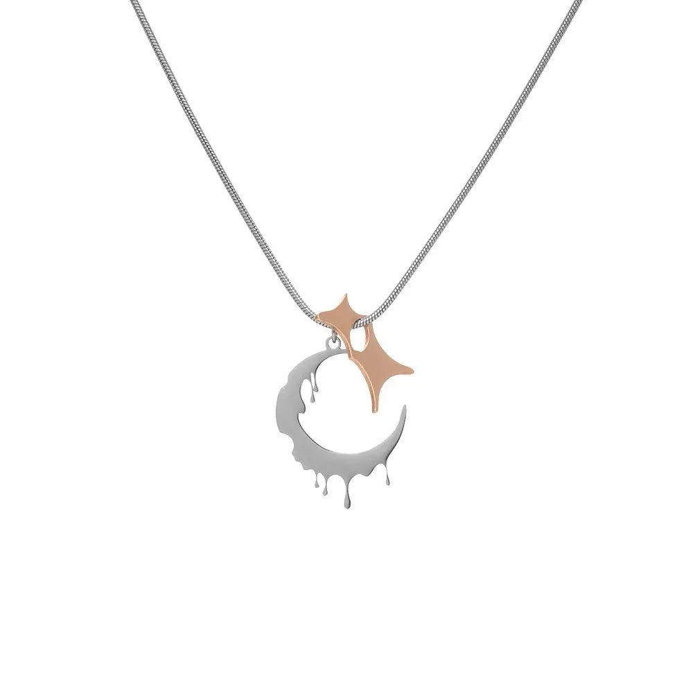 'New Moon' Melting Moon Star Necklace