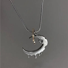 'New Moon' Melting Moon Star Necklace