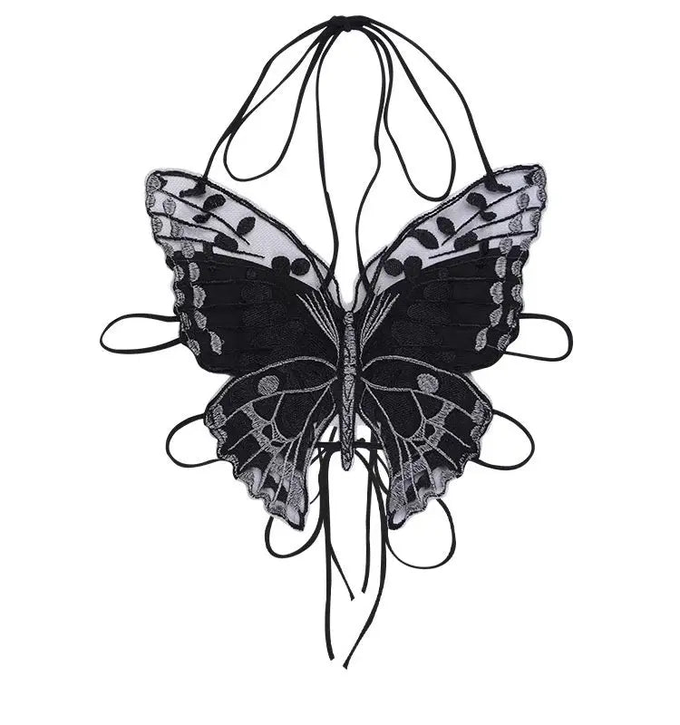 'Night Dancer' Butterfly Dark Embroidery Cami Top