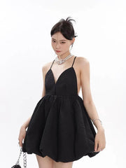 'Night Elf' Soft Goth Embossing High Waisted Dress