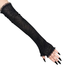 'Nightfall' Spider Web See Through Gloves