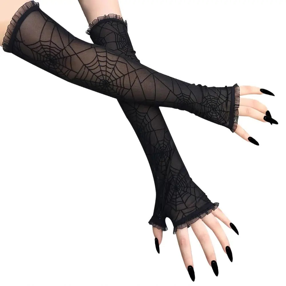 'Nightfall' Spider Web See Through Gloves