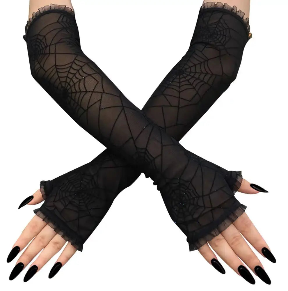 'Nightfall' Spider Web See Through Gloves