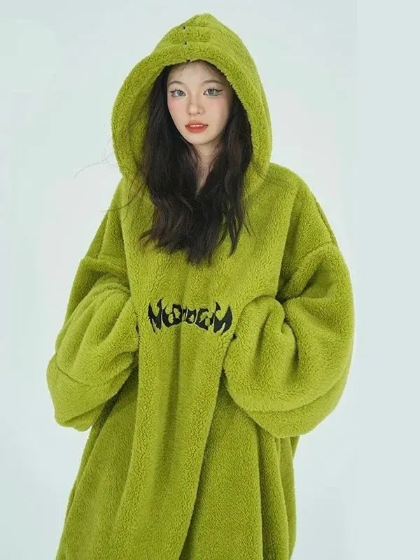 'No Romance' Streetstyle Fleeced Hooded Pjms Gown