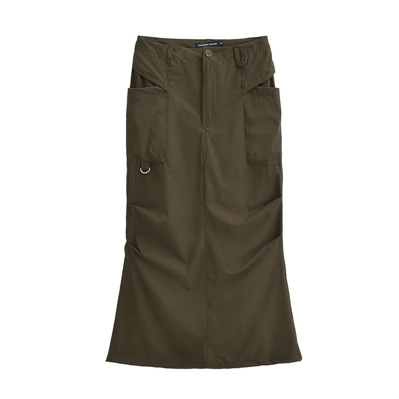 High Waist Cargo Mermaid Skirt