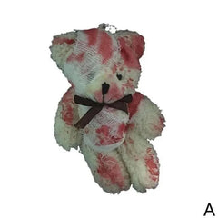 'OW!' Punk Bloody Injured Bear Bagchain Keychain