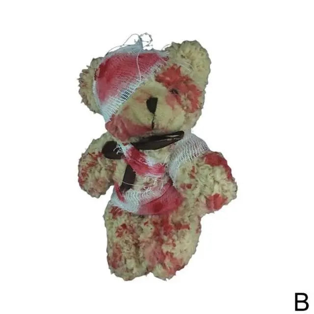 'OW!' Punk Bloody Injured Bear Bagchain Keychain