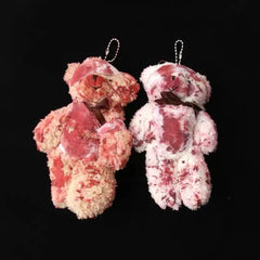 'OW!' Punk Bloody Injured Bear Bagchain Keychain