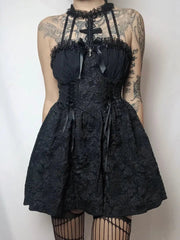 'Oath' Goth Cross Halter Neck Dress