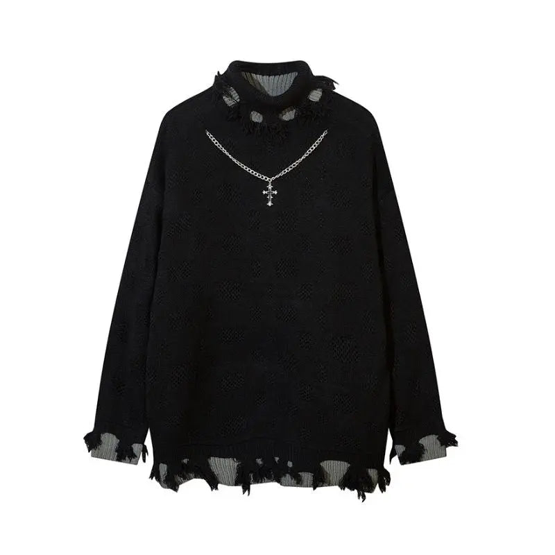 'Obscura' oversize ripped knitted sweater